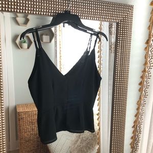 Black Peplum XXI Open Back Top Size Small